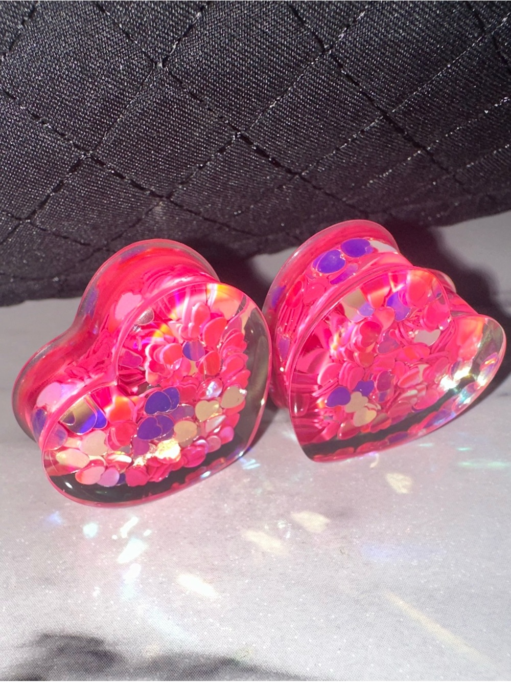 Pink Heart Confetti Plugs-25mm